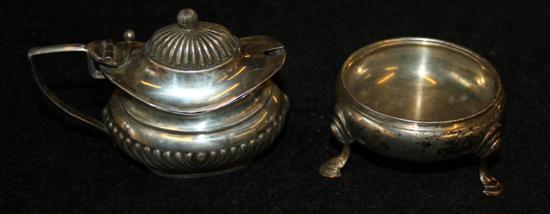 A George III silver salt and a late Victorian silver mustard pot